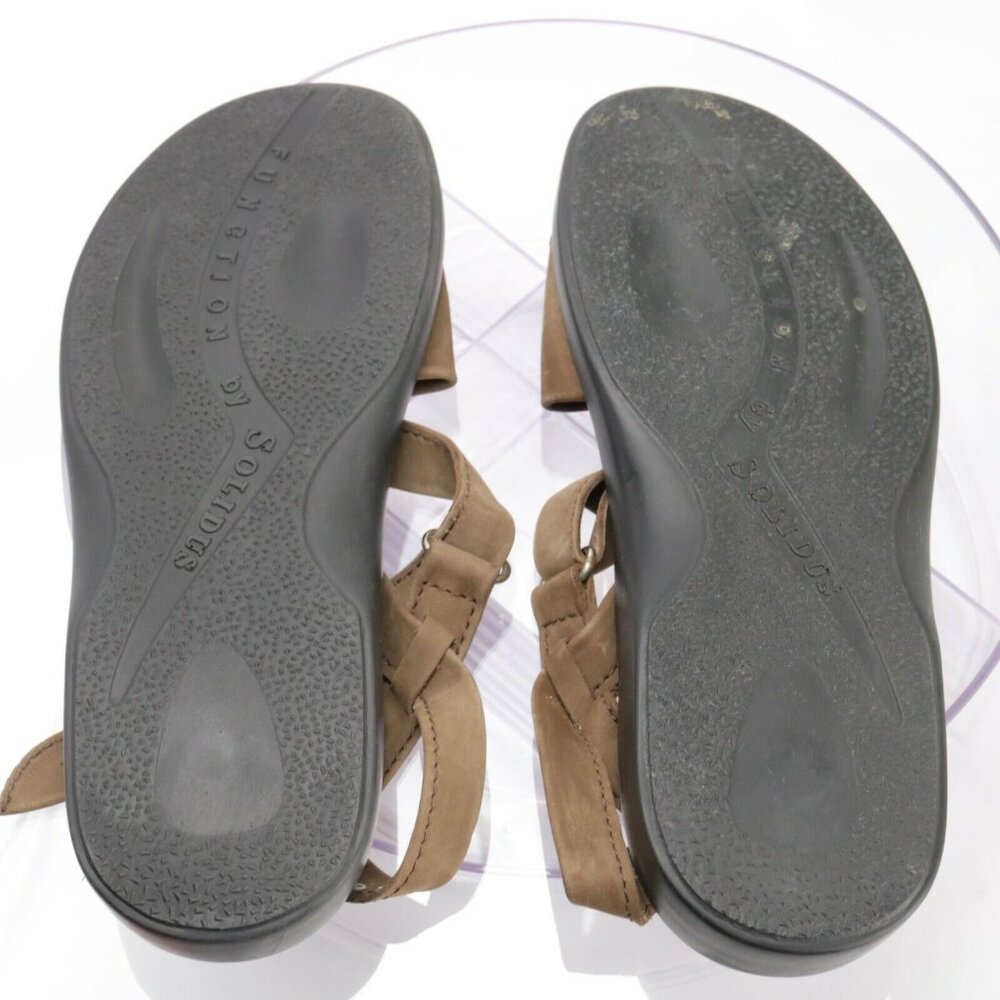 Solidus Womens Sandal Size 8.5 Brown Leather Three Point Adjustable Strap Comfy - Picture 10 of 12